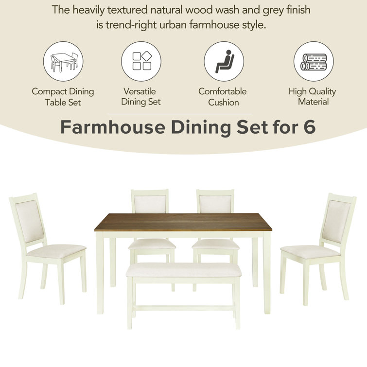 Urban farmhouse 6 online piece dining set